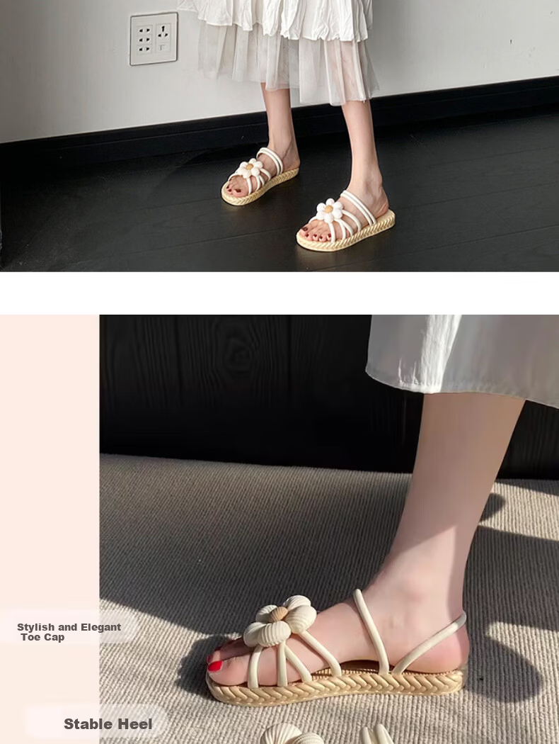 FOOTOPPO Women's Roman Sandals Flat Outdoor Slippers Beach Summer Non-Slip Soft Sole Sandals 3