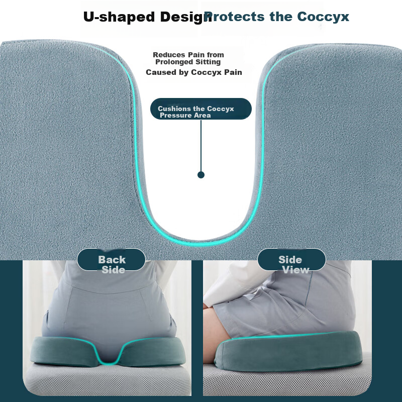 Howtreats Memory Foam Seat Cushion for Office and Car, Coccyx Pressure Relief Cushion for Long Sitting