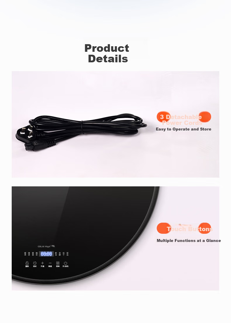Fudelai Heated Food Warming Board with Induction Cooker Hot Pot Automatic Rotating Household Food Warmer Multifunctional Electric Dining Table Turntable Round Black 120cm 26