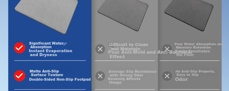 Zichen Hard Diatom Mud Water-Absorbent Bath Mat Non-Slip Anti-Fall Entrance Bathroom Quick-Dry Floor Rug Toilet Carpet 16