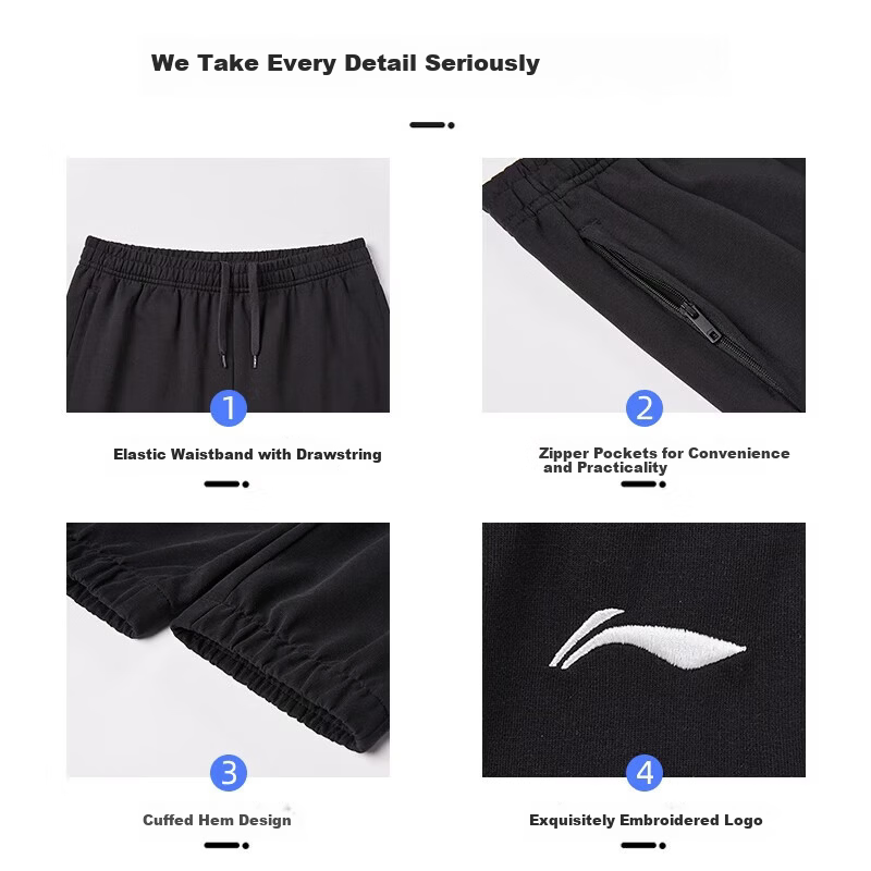 LI-NING Men's Jogger Pants Breathable Knit Comfortable Casual Running Fitness Loose Sports Trousers 4