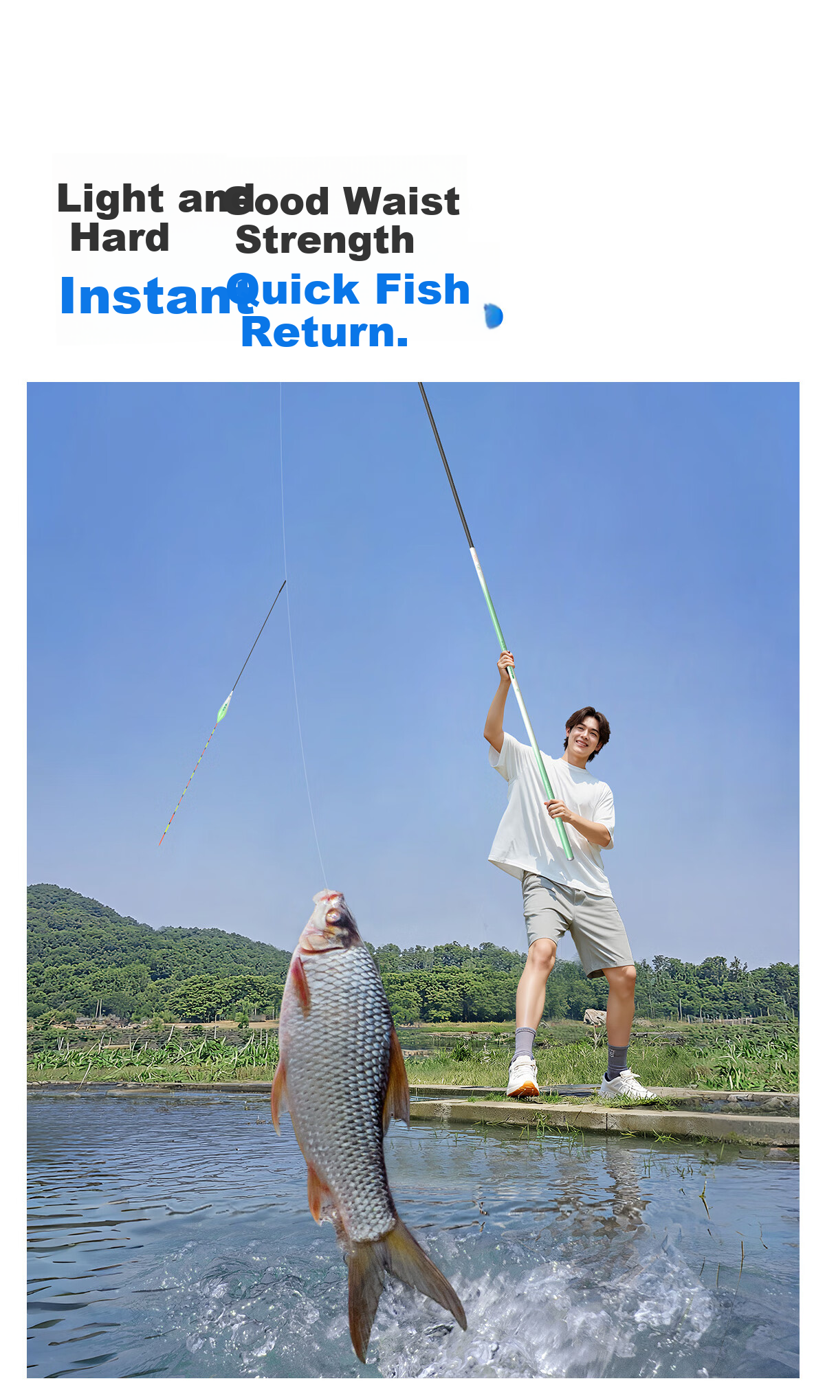 YuZhiYuan Ultra-Light Ultra-Hard Carbon Fishing Rod Hand Rod Tai Fishing Rod Carp Rod Crucian Carp Rod Fishing Gear Little Dragonfly 5.4m 9