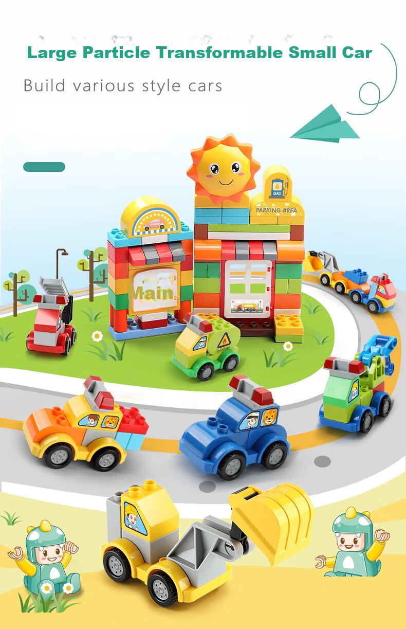 FEELO Compatible LEGO Children's Building Blocks Large Particles Boys and Girls Birthday Gift Transformable Car 1614-2 2
