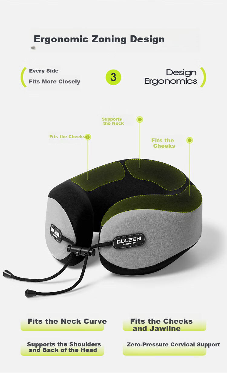 Paiqishi U-Shaped Neck Pillow, Portable Travel Headrest, Airplane And High-Speed Rail Neck Support Cushion, Essential for Business Trips 8