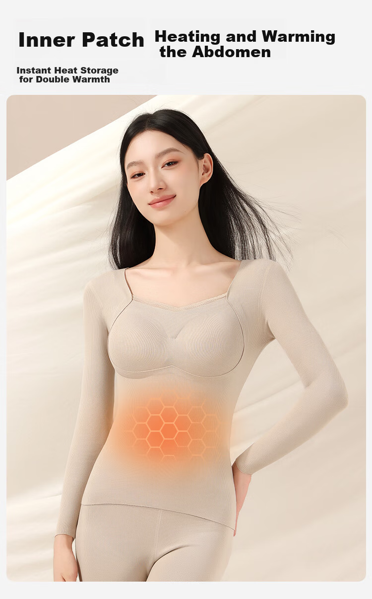 Urban Beauty Women's Thermal Fleece Padded Bra Heat Retaining Underwear Set with Down Silk Autumn Winter 2XL 12