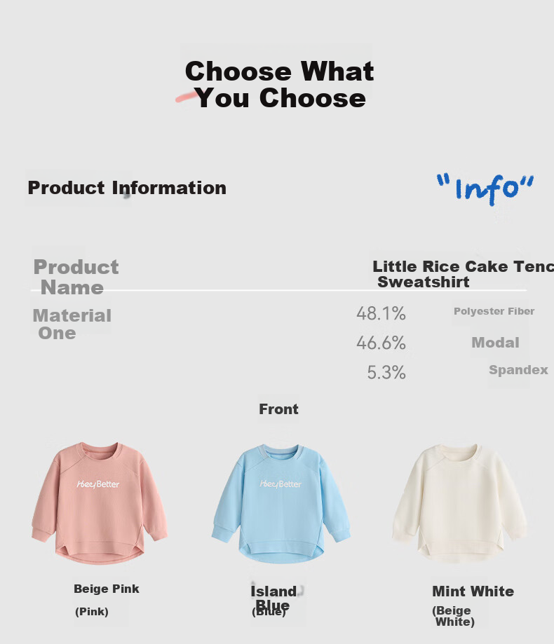 HeyBetter Kids Tencel Sweatshirt Spring Soft Stain-Resistant Versatile Top Island Blue (Blue) 160 8