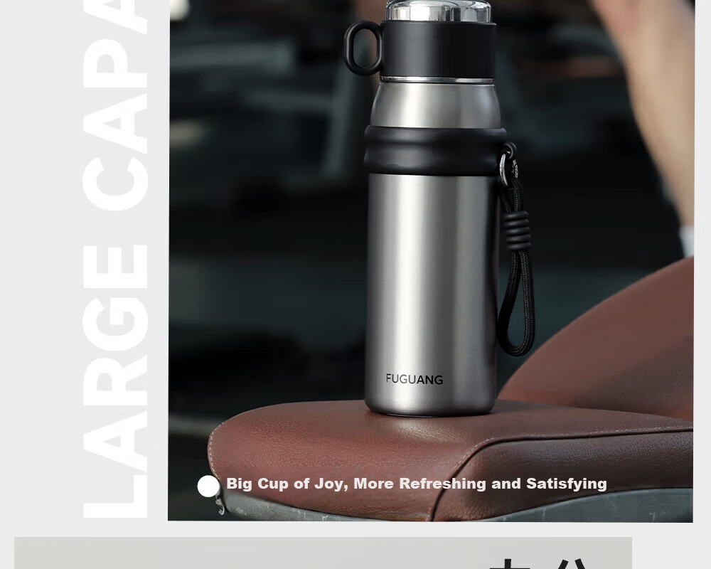 Fuguang Insulated Water Bottle for Men And Women, Tea Cup, Outdoor Cup, Large Capacity Business Gift, 680ml Black 24
