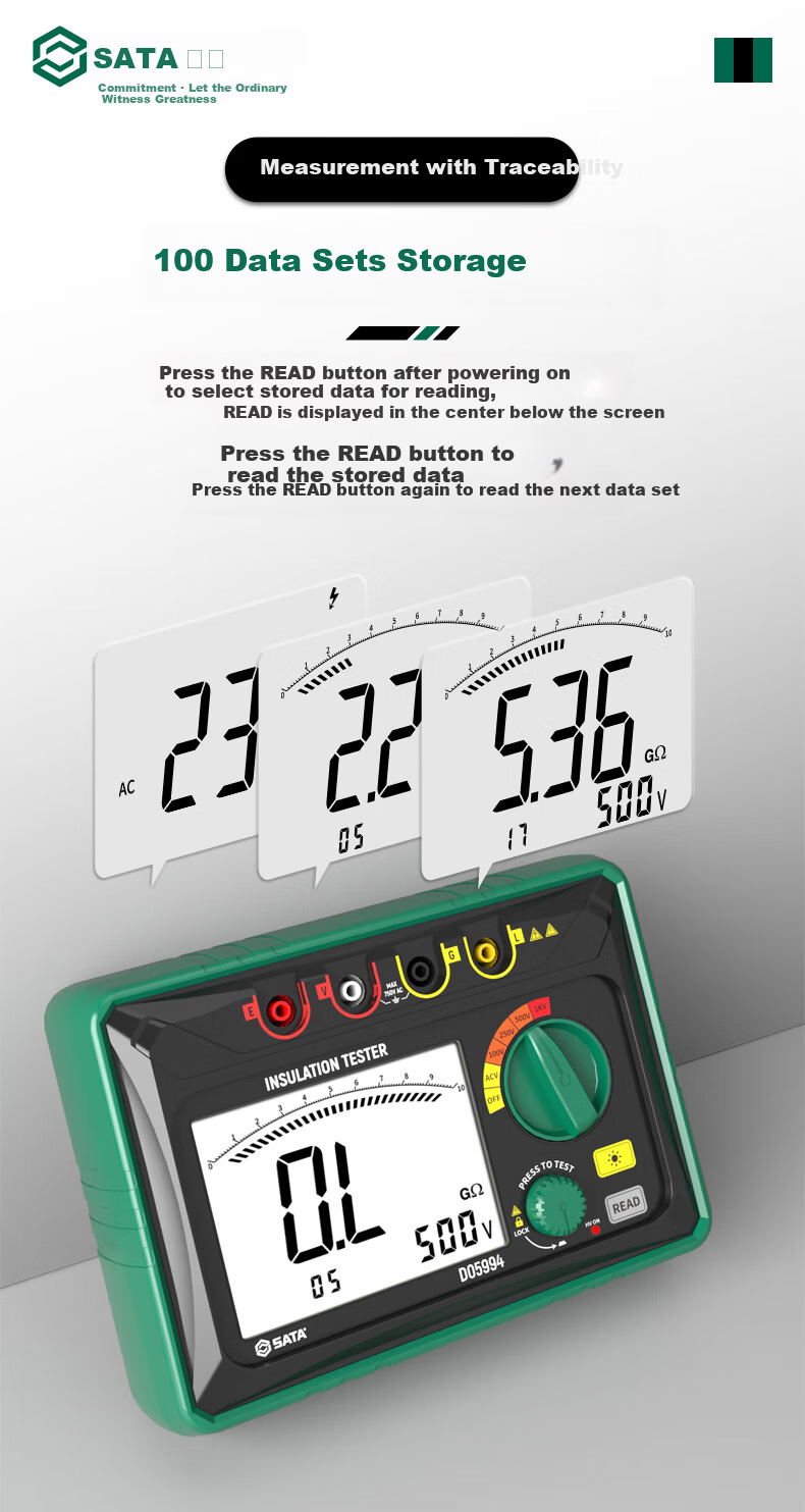 SATA Insulation Resistance Tester Digital Electronic Megohmmeter High Voltage 1000V Leakage Meter D05994 9