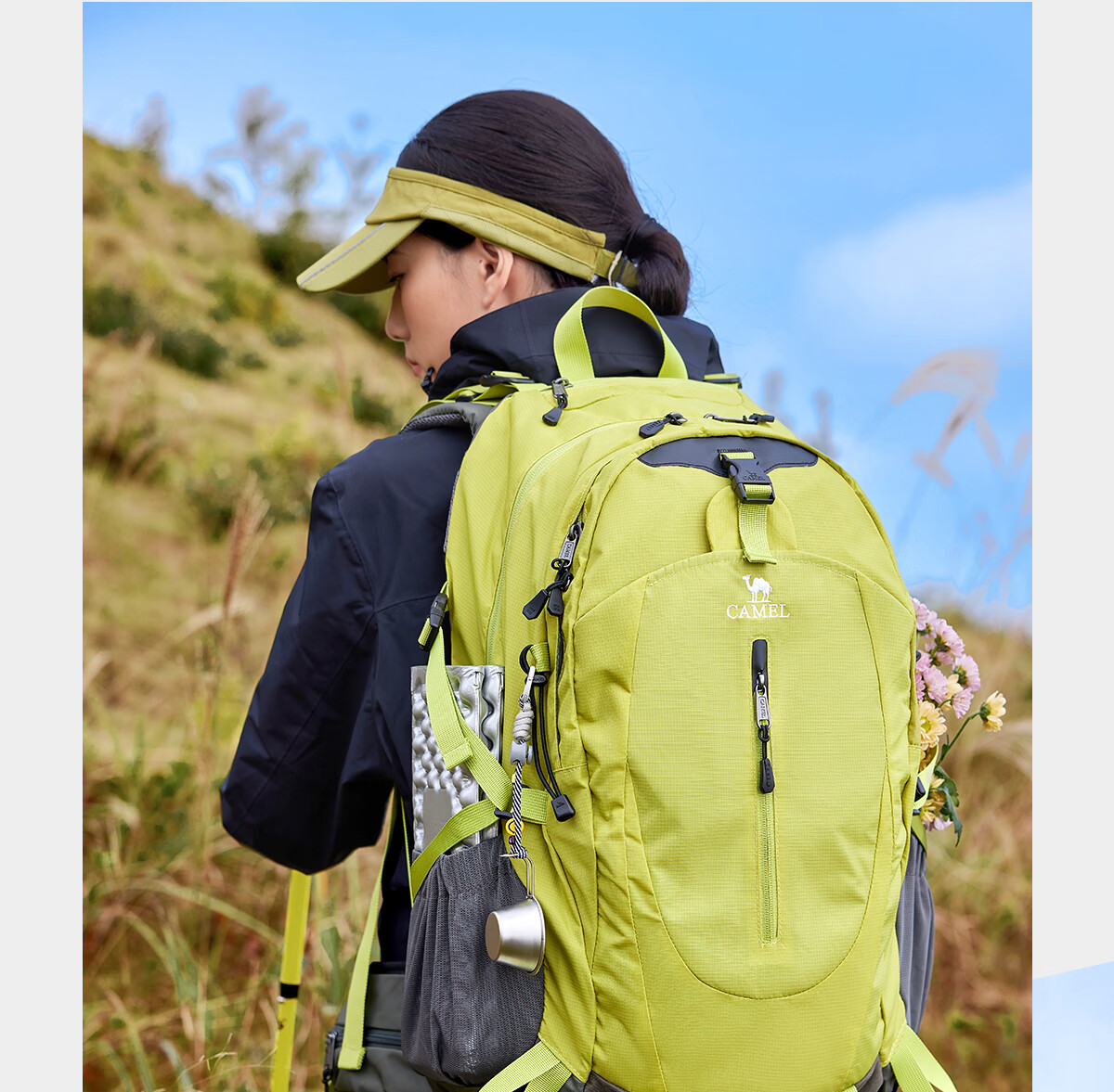 CAMEL Outdoor Hiking Backpack Waterproof Sports Backpack for Men and Women Travel Trekking Mountaineering Bag 2S04001A Advanced Gray 32