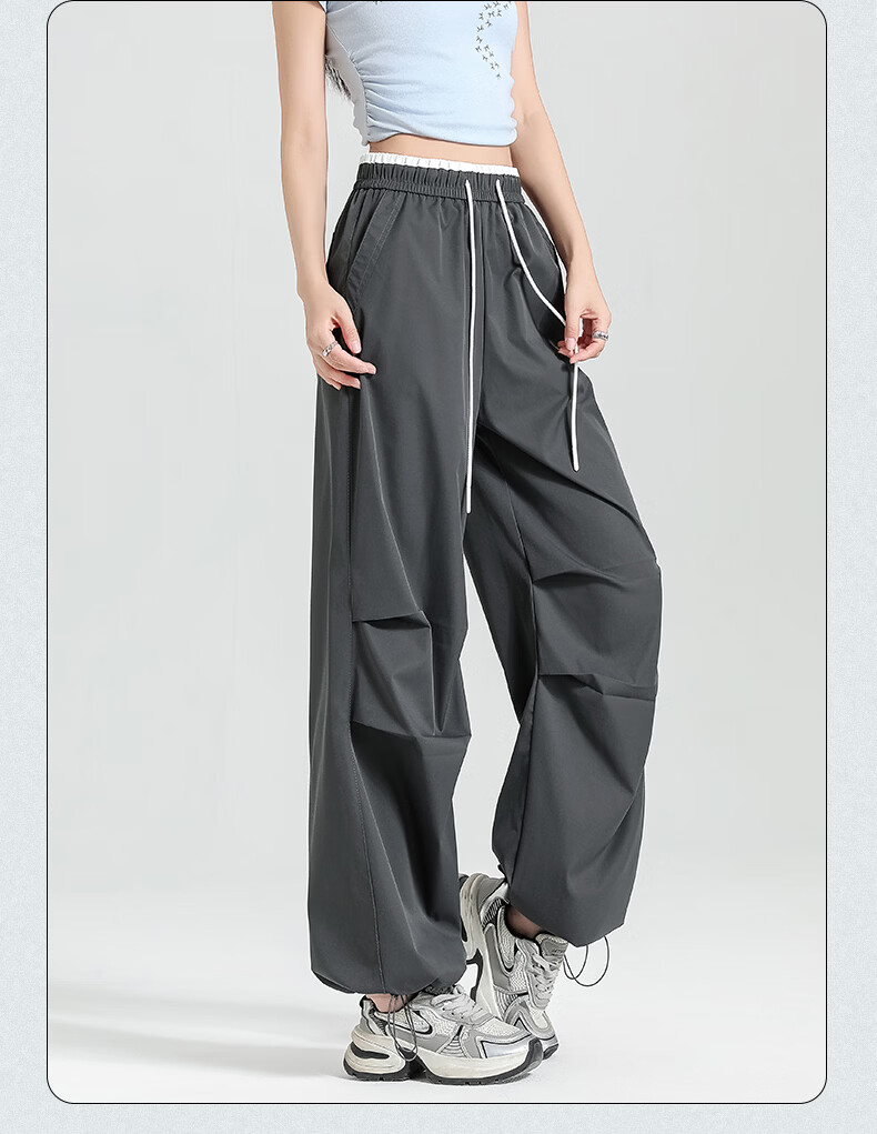 Borui Women's Summer Lightweight Ice-Feel American Work Pants Cool Paratrooper Outdoor Workwear Casual Straight-Leg Wide-Leg Pants 17