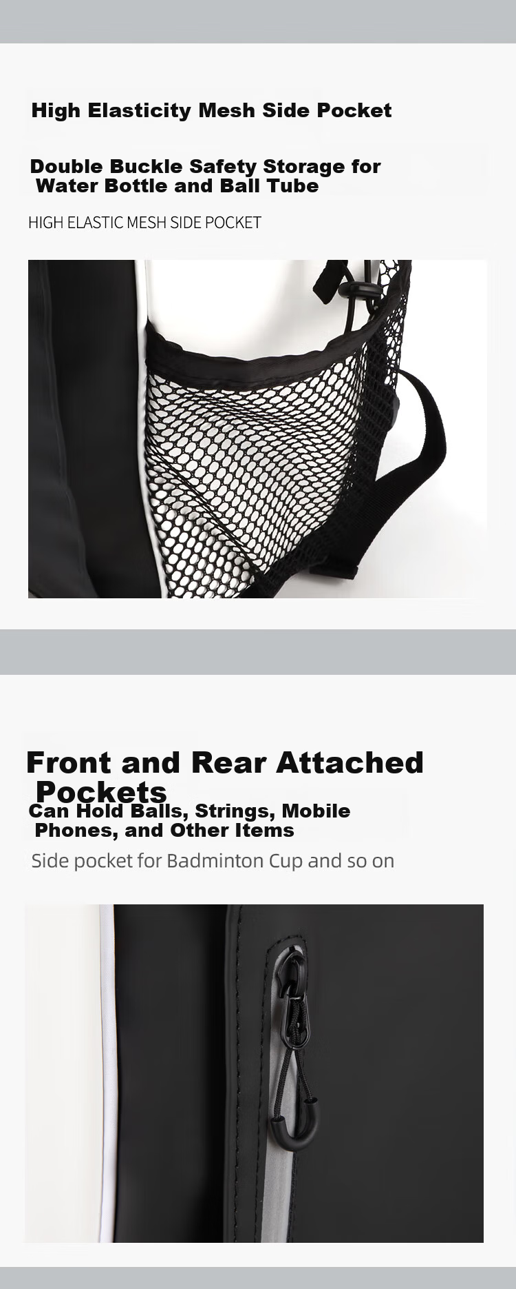 YONEX Badminton Racket Bag Net Universal Fashion Large Capacity Multifunctional Sports Backpack BA292CR White Black 6
