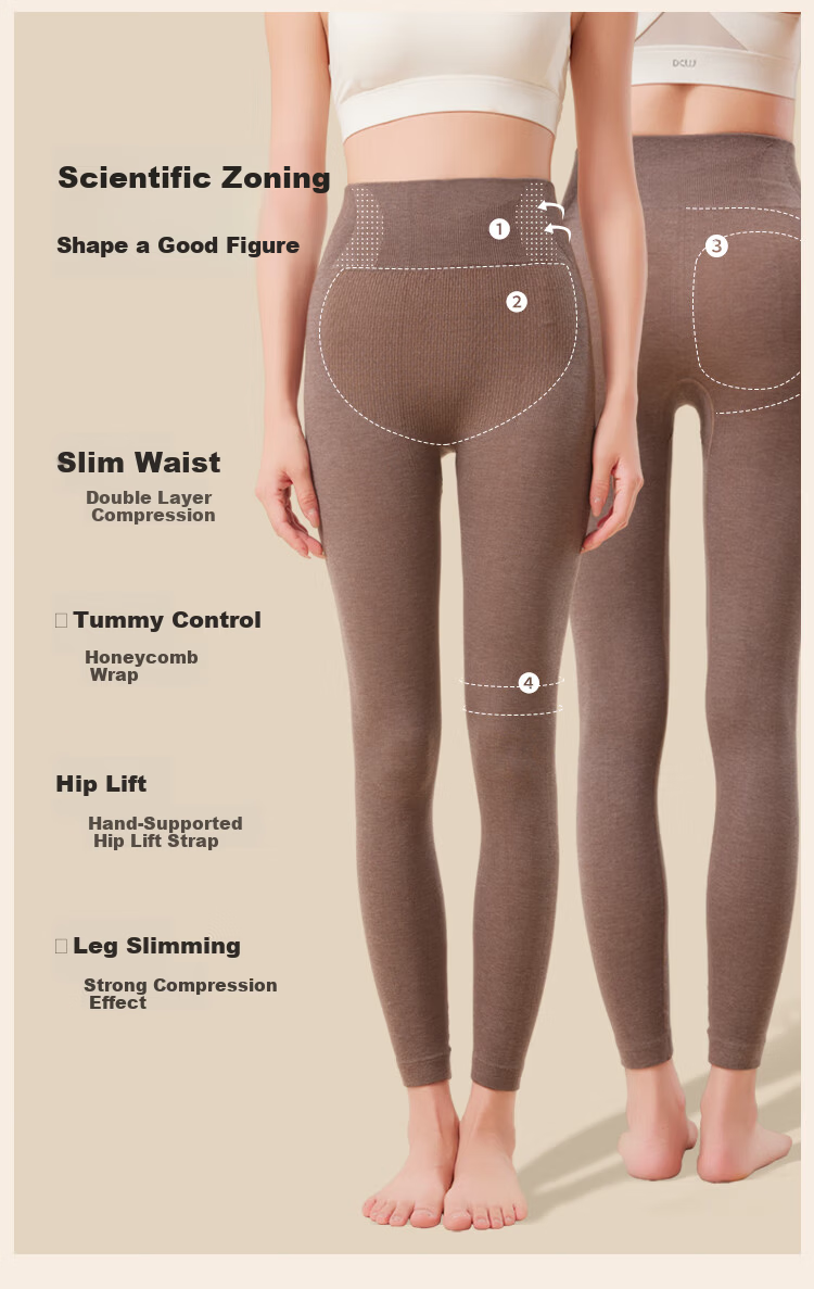 Urban Beauty Thermal High-Waist Wool Blend Warm Leggings for Women Autumn Pants with Tummy Control, Pink, Size L 3