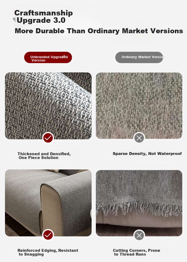 MUJI Sofa Cushion Cover Slipcover Sofa Seat Pad Four Seasons Non-Slip Armrest Backrest Cloth 90x90 Rustic 3