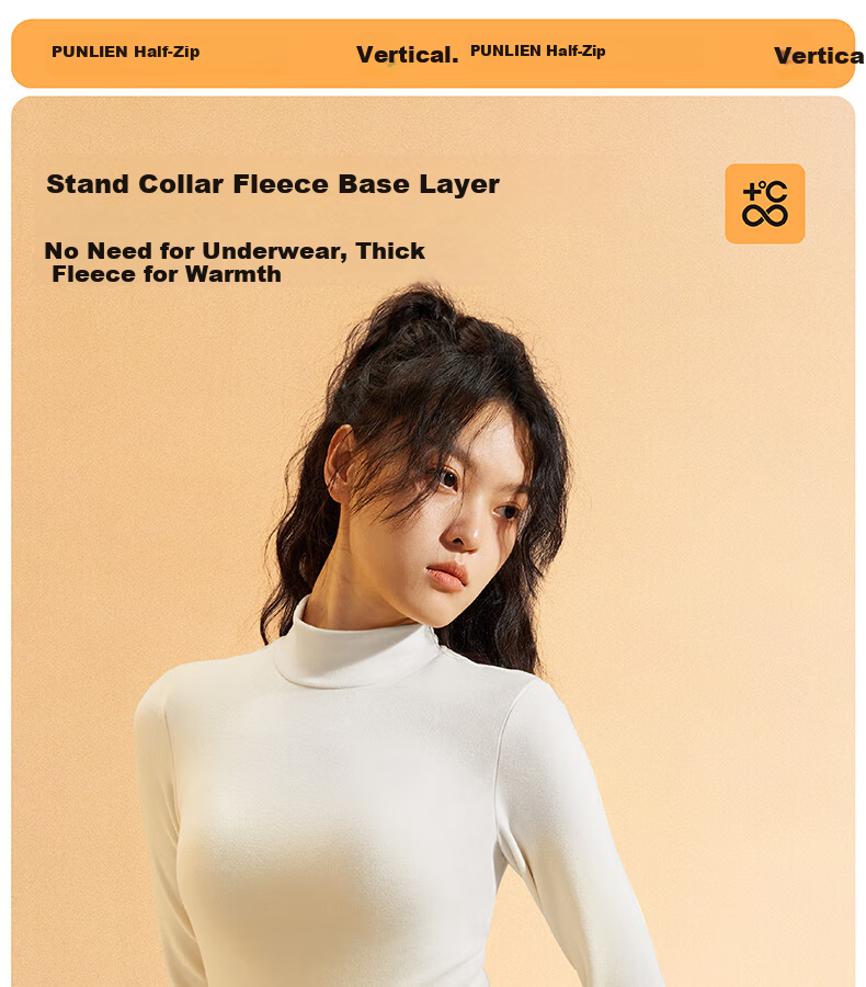 Banlian Padded Chest Base Layer Half Turtleneck Thermal Long Sleeve Fleece Winter Top 1