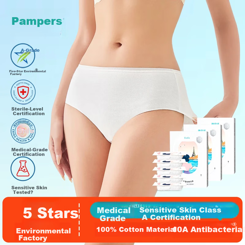 Beianshi Disposable Women's Cotton Antibacterial Maternity Postpartum Cotton Travel Portable White 2XL Underwear