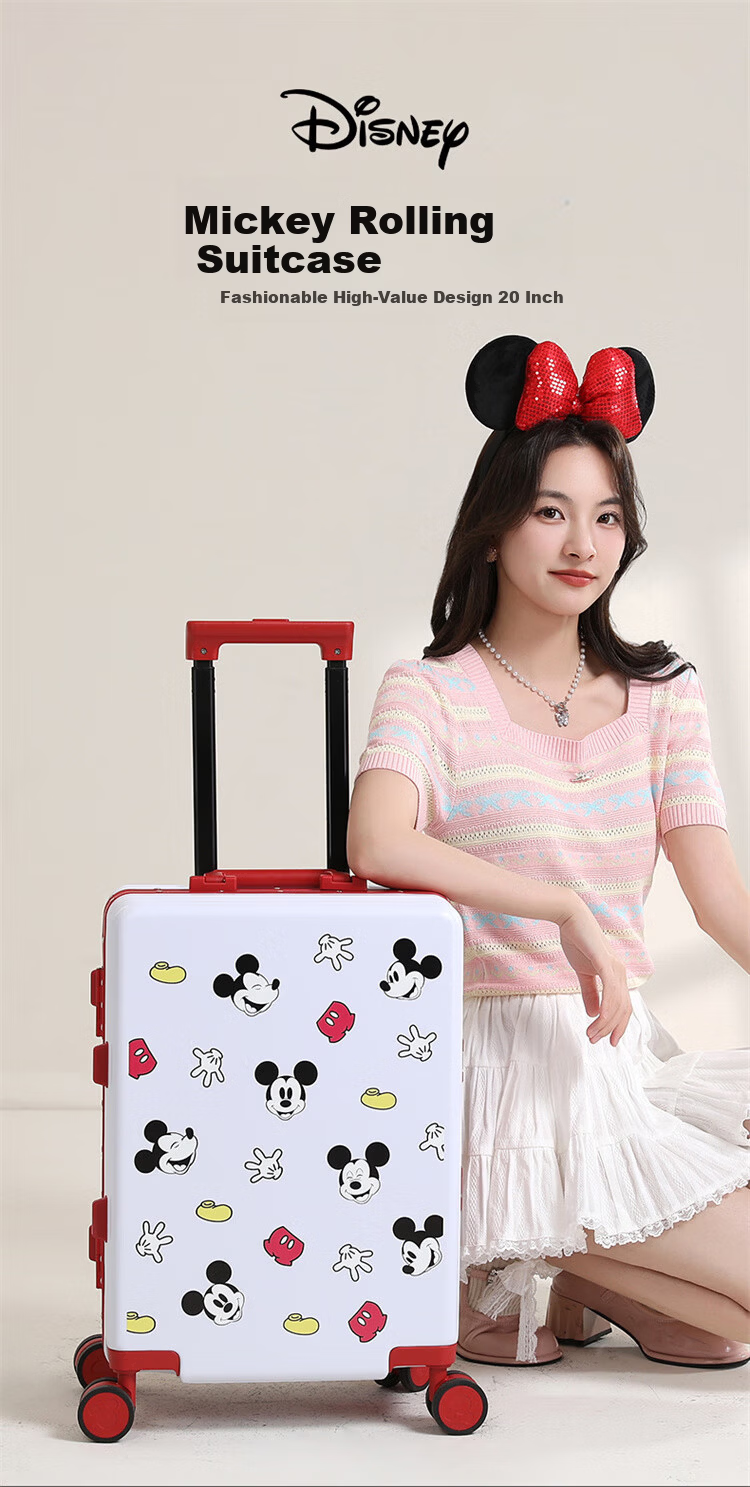Mesuca Kuromi Luggage, Women's Printed Suitcase, 24-Inch Student Trolley Case, Aluminum Frame Travel Suitcase, Large Capacity Leather Trunk 2