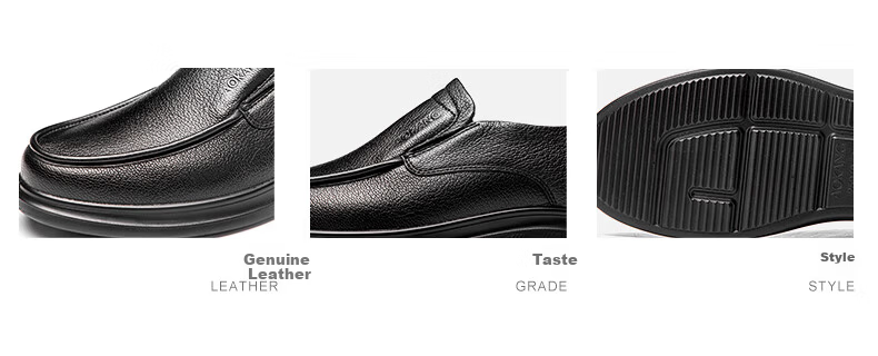 Aokang Men's Sheepskin Business Casual Round Toe Slip-On Breathable Soft Sole Leather Shoes Black Size 40 6
