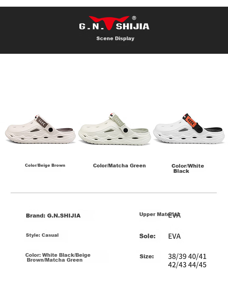 Bull Family Men's Summer New Casual Breathable Beach Shoes Thick Sole Dual-Use Clog Slippers with Soft Cushioning 7