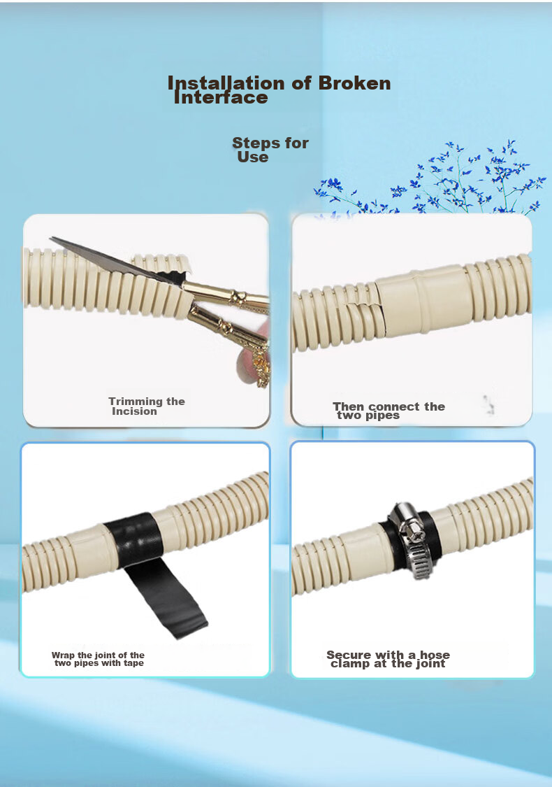Gelinglan Air Conditioner Drainage Pipe Thickened Extension Tube Anti-Aging Outdoor Unit Drainage Condensation Water Hose for Gree Midea Haier Air Conditioner Accessories with Clamp 5 Meters GS-5 8