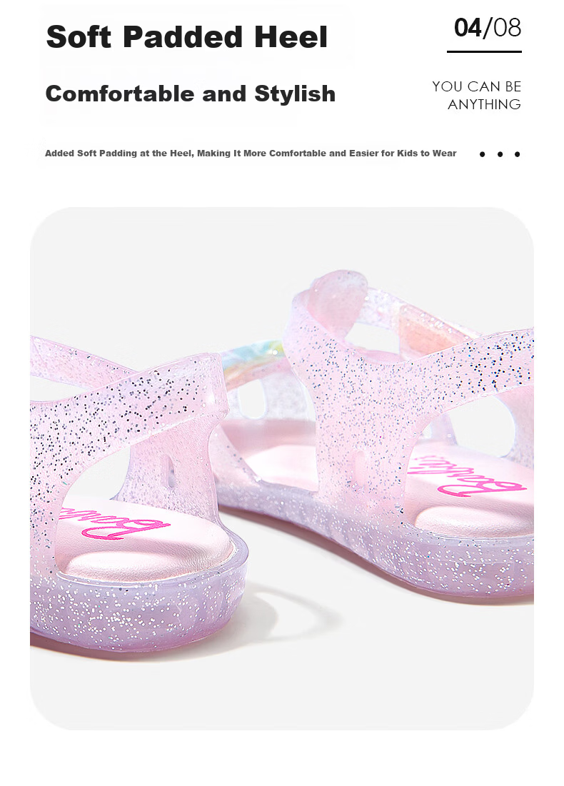 Barbie Girls' Summer Jelly Princess Outdoor Closed-Toe Sandals DA7231 Pink Size 25 5