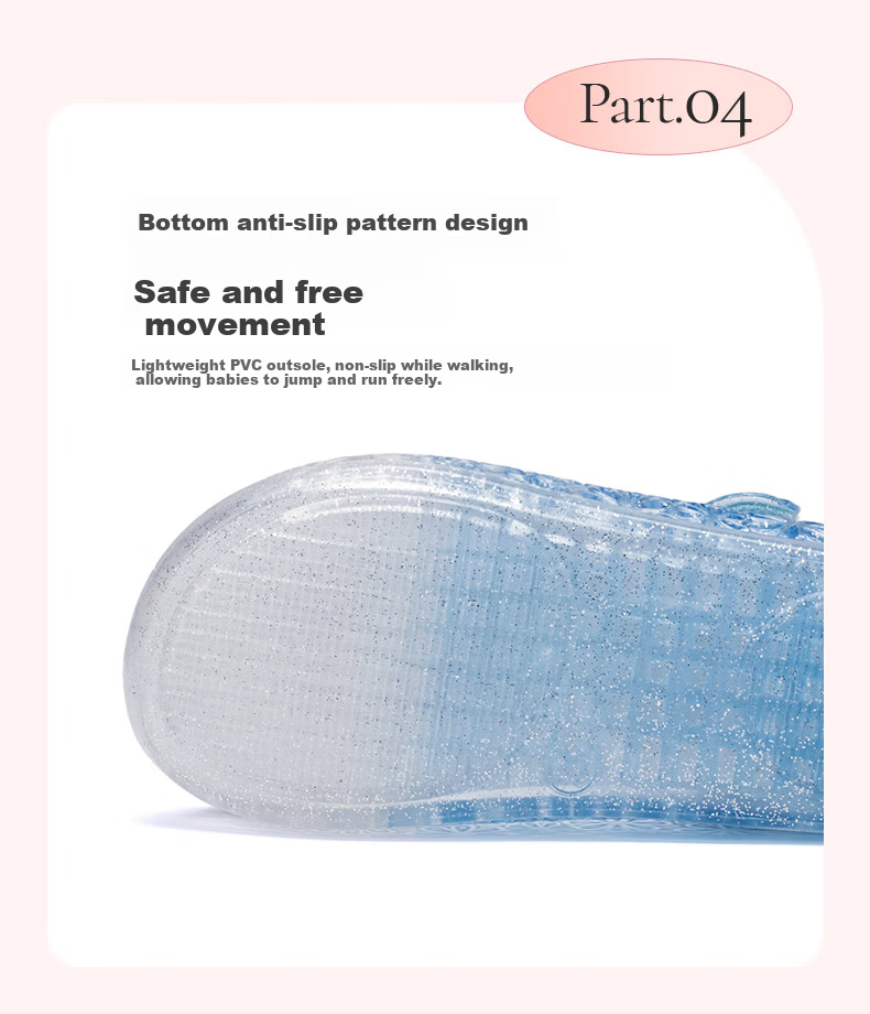 Follow Me Girls' Sandals Children's Jelly Shoes Princess Style Shoes Soft-Soled Non-Slip Casual Shoes Light Blue Size 30 7