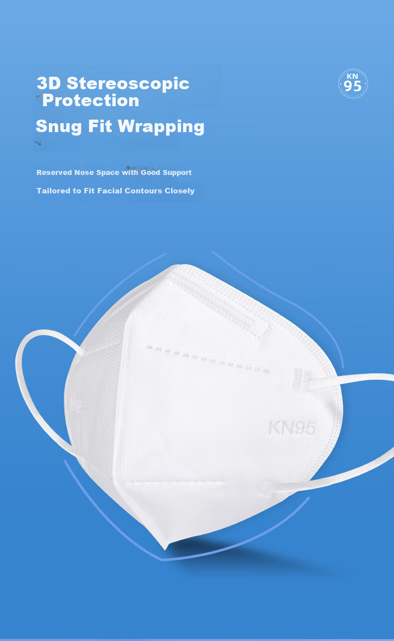 Leyoubaiyi KN95 Mask 50pcs Disposable 3D Dustproof Anti-Droplet Industrial Dust Haze Protection Double-Layer Meltblown Fabric Individually Packaged White 13