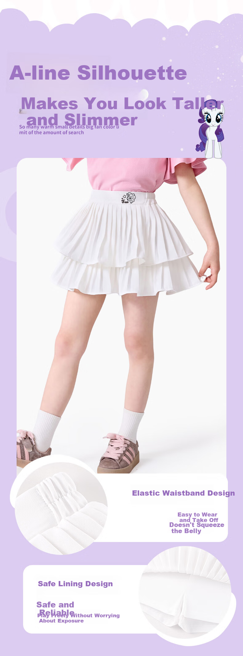 My Little Pony Girls' Puff Skirt Summer Children's Short Skirt Cute Princess Dress Pink Size 110 2