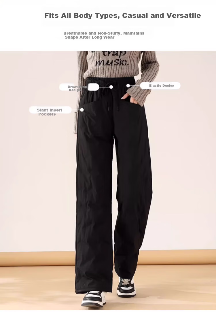 Langsha Straight-Leg 90% White Duck Down Women's Long Pants 2026 Autumn Winter Wide-Leg Fleece-Lined Thickened Warm Fashion Cotton Pants 5