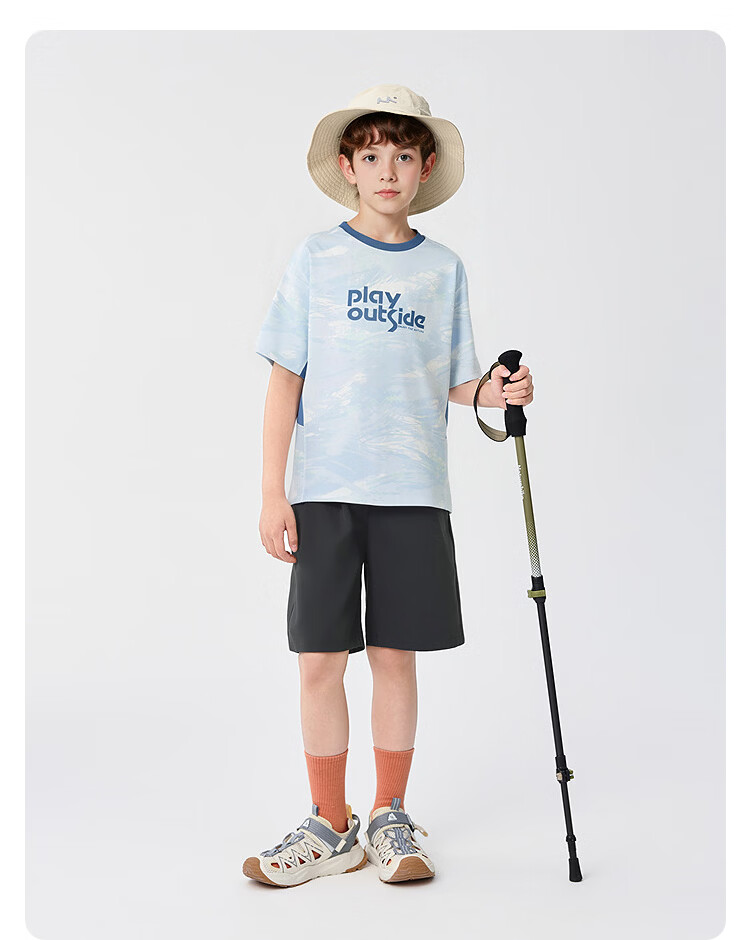 Balabala Boys Short Sleeve Set Children's Mid-to-Large Kids Two-Piece 2026 Spring Summer Quick-Dry Cooling Colorblock 26