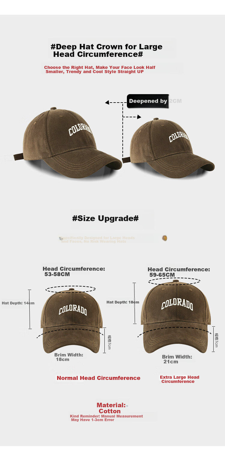 Ning'an Men's Baseball Cap Large Head Circumference Duckbill Hat New Wide Brim Enlarged Deepened Sunshade Sunscreen Hat for Women 1