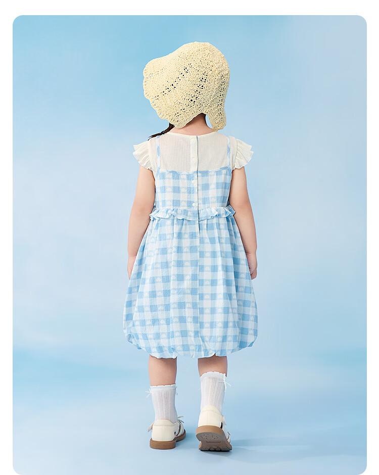 Balabala Kids Dress Baby Girl Dress 2026 Summer Fake Two-Piece Flower Bud Skirt Sweet and Cute 23