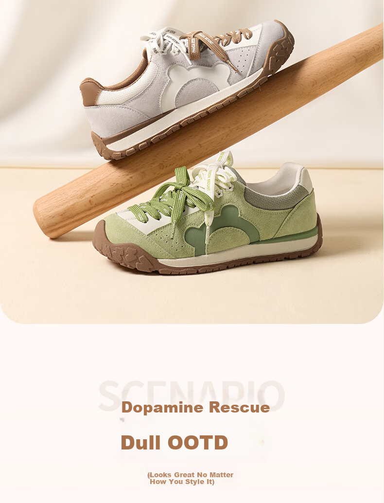 CAMEL Lime Training Shoes Women Panda Collaboration Casual Shoes Mismatched Lace Running Shoes L26S577095 Green Size 37 12