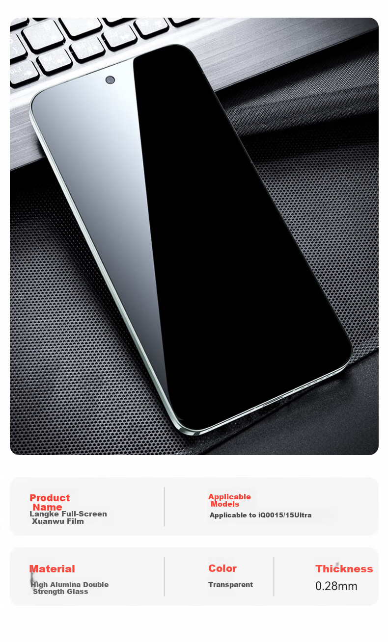 LLUNC [2-Pack] Tempered Glass Screen Protector for vivo IQOO 15 Ultra, Full Coverage, Ultra-Clear, Ultra-Thin, Anti-Fingerprint, Shockproof Protective Film 5
