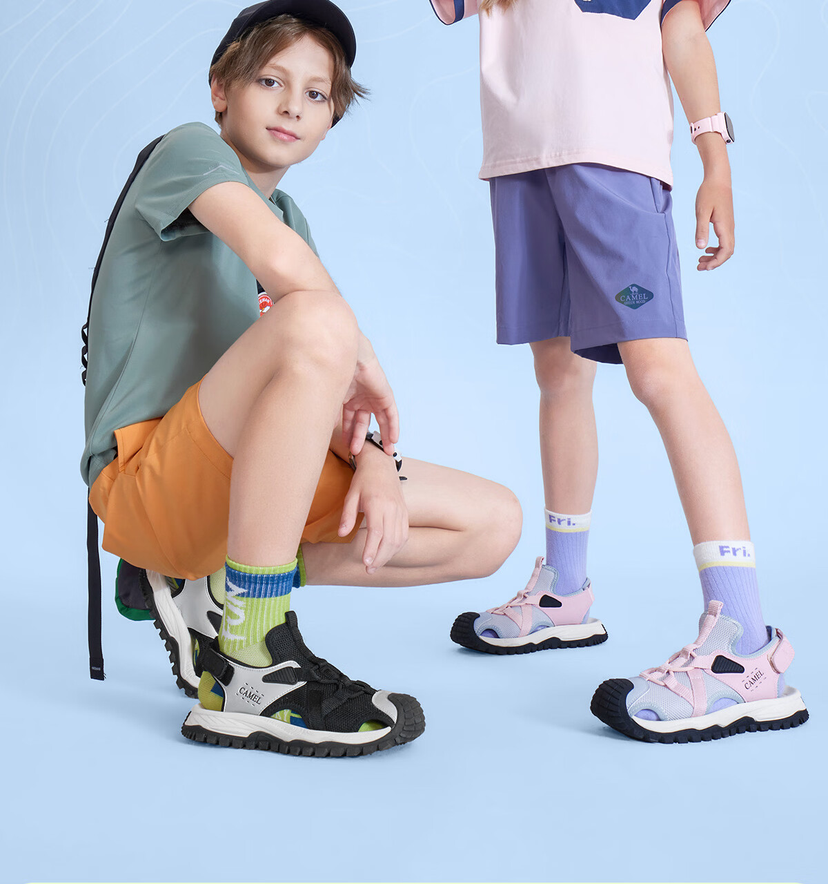 Camel Kids Summer Breathable Closed-Toe Outdoor Casual Beach Sandals Non-Slip Anti-Collision Durable for Older Children 2