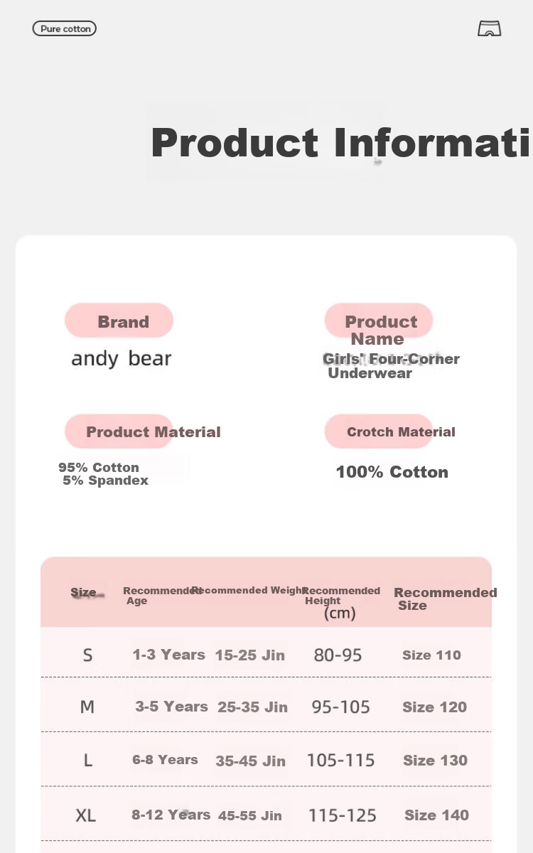 Aibedila Children's Breathable Soft Cotton Boxer Shorts for Girls, Mid to Large Kids, Four-Season Use 11