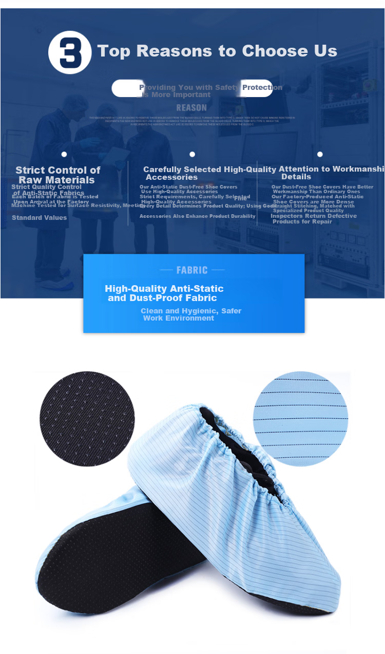Pinzhide Anti-Static Shoe Covers 5 Pairs Pack Laboratory Hospital Dust-Free Workshop Foot Covers Thickened Non-Slip Sole Washable Reusable Gray 6