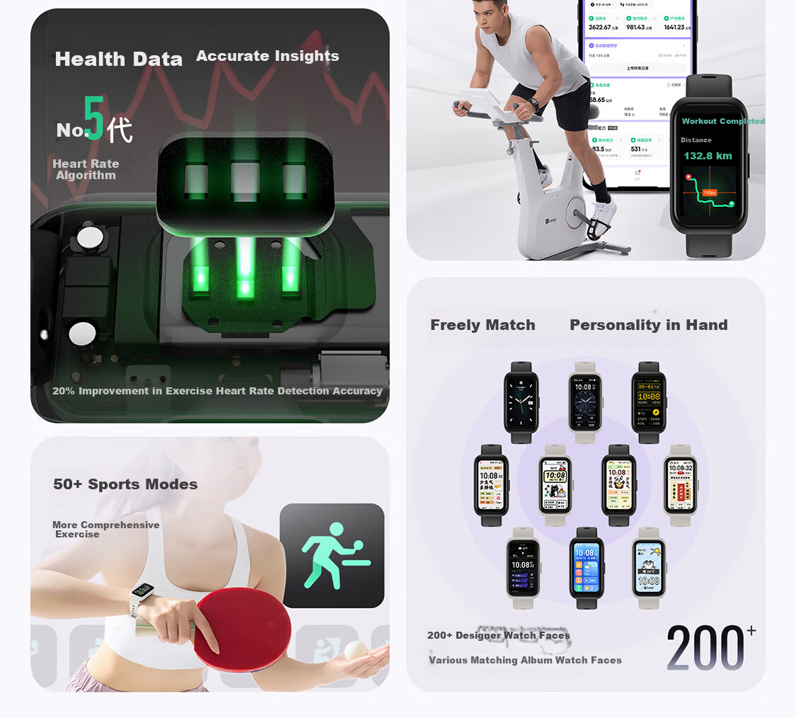 Keep Smart Fitness Tracker Sports Bracelet Blood Oxygen Heart Rate Monitor Multi-Sport Modes B5 Lite - Black with Added Table Tennis and Basketball Modes 3