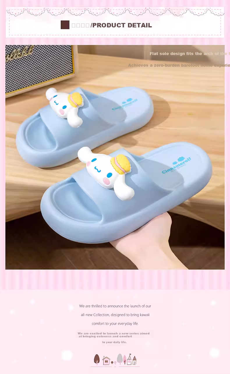 Hello Kitty Children's Summer Indoor Non-Slip Girls' Slippers Parent-Child Style ST2615 White Size 39/40 3