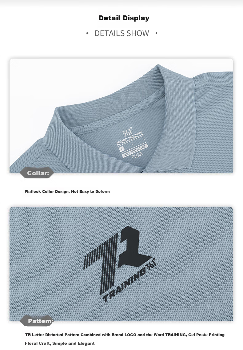 361° Men's Short Sleeve T-Shirt Spring Summer Sports Quick-Dry Running Fitness Polo Shirt 652624109H-5 43