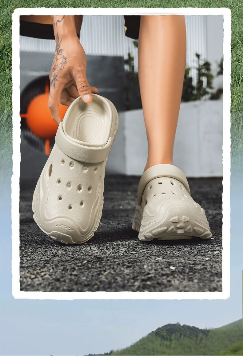 TonLion Men's Sandals 2026 Summer Thick Sole Hollow Shoes Men's Beach Shoes Versatile Slippers Lead Gray Size 39-40 2
