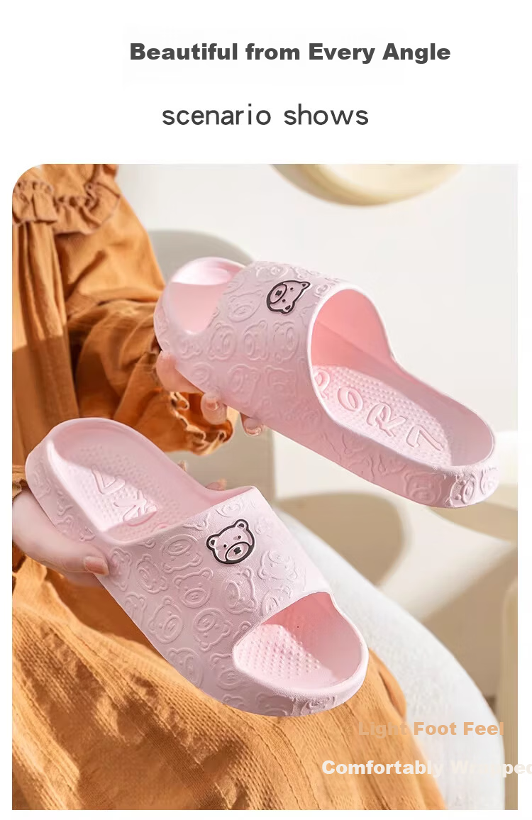Qiumuxi Women's Squishy Slippers Home Bathroom Couple Non-Slip Cute Cartoon Outdoor Sandals Pink Size 38-39 10