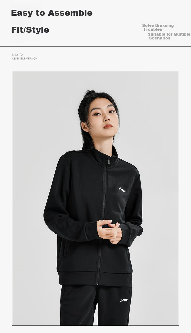 LI-NING Table Tennis Jacket Unisex Autumn Winter Fleece Lined Warm Zip-up Hoodie Black 3XL 11