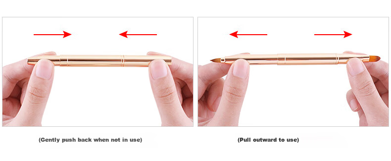 Chense Double-Ended Retractable Lip Brush (Gold) Portable Lip Liner and Concealer Brush with Cap 13