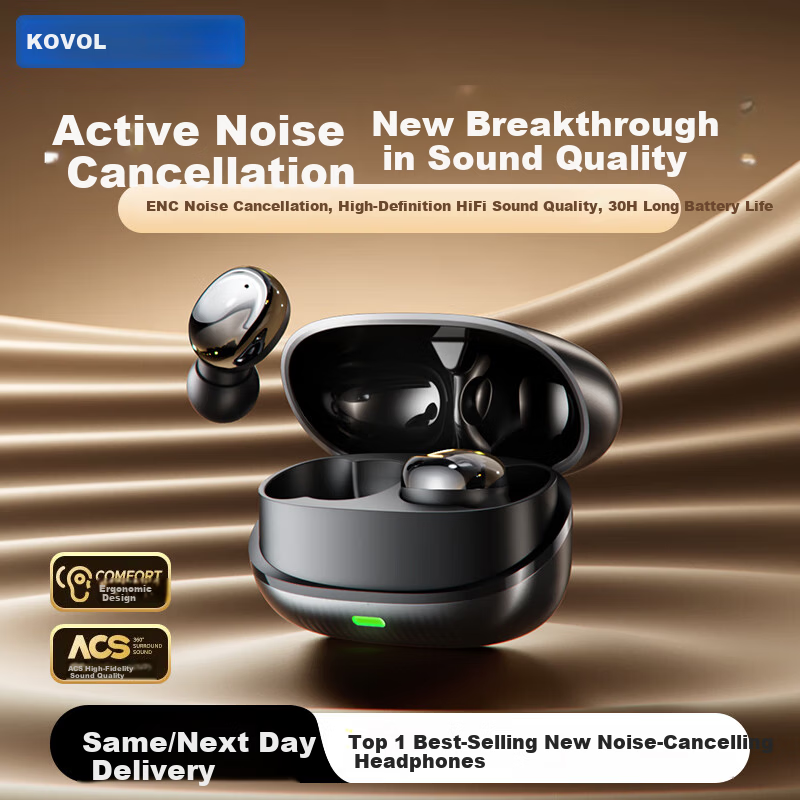 KOVOL 2026 New Berlin Sound Quality Noise-Cancelling True Wireless Bluetooth Earbuds High-Quality Call Noise Reduction Comfortable Music Gaming Sports Compact Invisible In-Ear