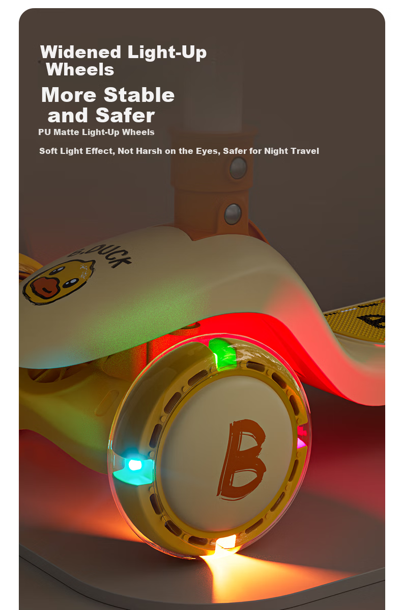 Le Little Yellow Duck Children's Scooter 1-3-6 Years Old Kids 2-in-1 Ride-On and Push Scooter Baby Boys and Girls Birthday Gift 4