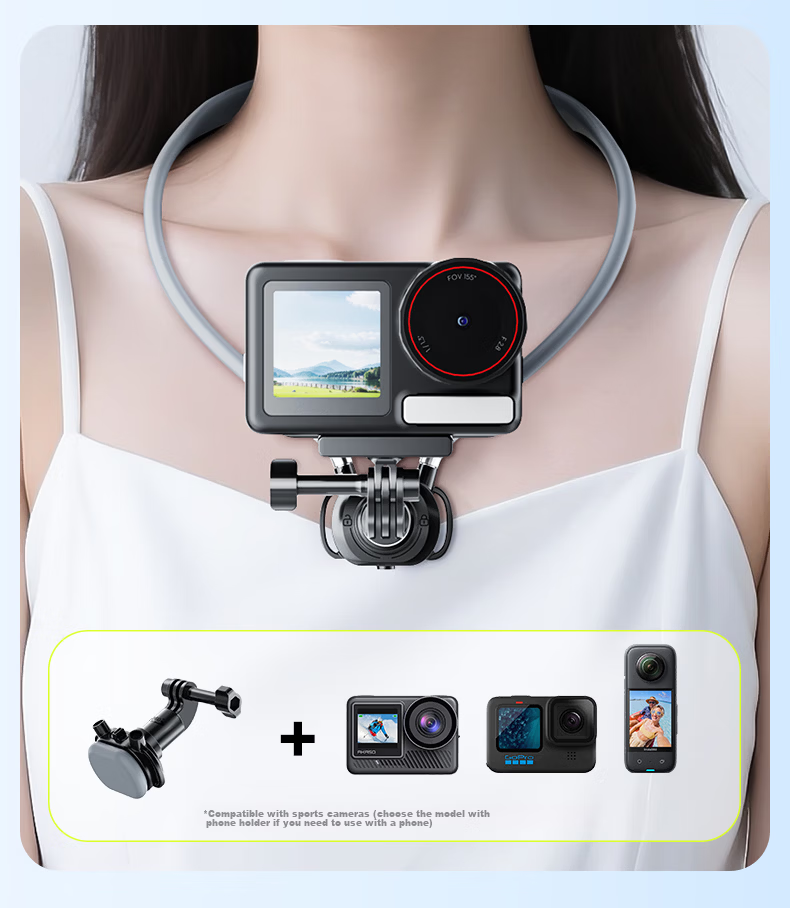 Suoying Neck Hanging Phone Holder First-Person View Shooting Device Compatible with DJI Action 6/5 Pro 4/Pocket 3, Yingshi Insta360 Ace Pro 2, GoPro, Universal for Phone and Camera 25