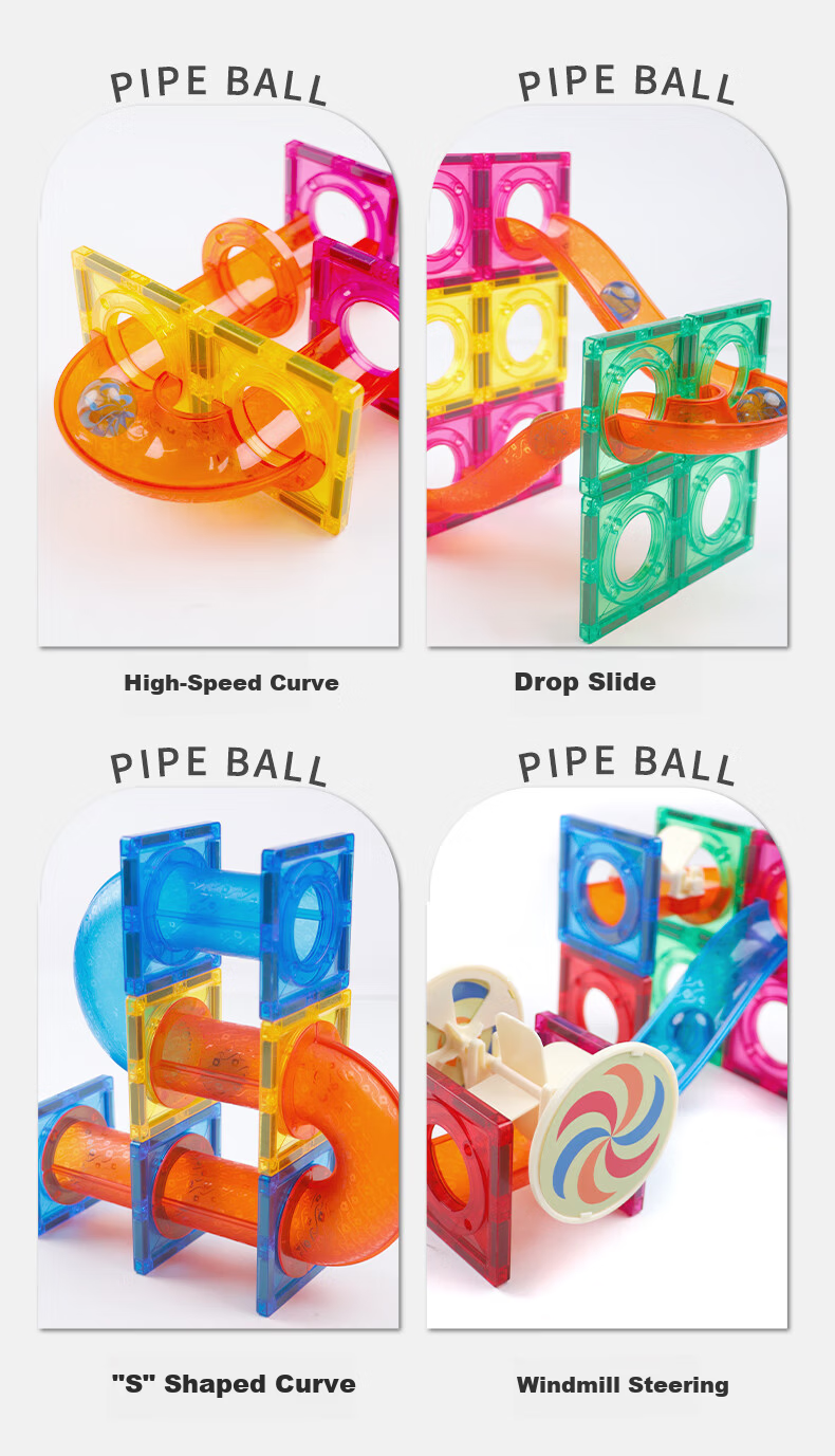 MAGPLAYER Children's Toy Colorful Window Magnetic Tiles, Magnetic Building Blocks for Boys Aged 3-6, Birthday Gift, 100 Pieces with 2 Small Cars 16
