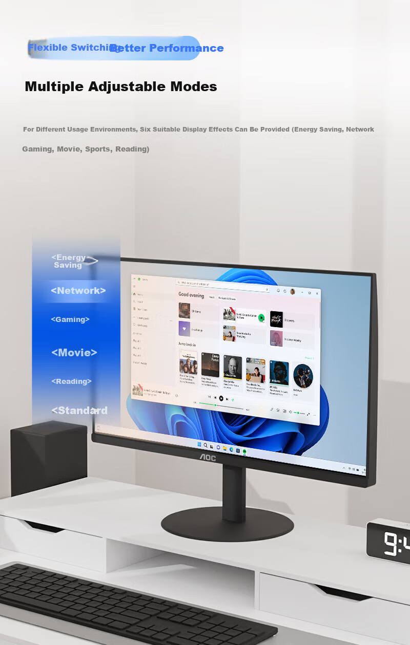 AOC Q24E11 23.8-inch 2K HD IPS Monitor for Laptop External Entertainment Office Design Computer Display 8