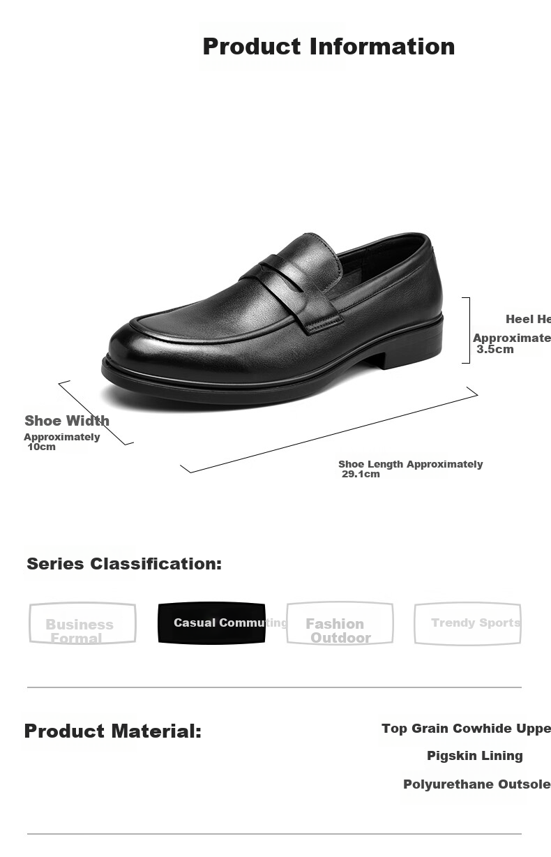 HLA Men's Versatile Loafers, Soft Leather Casual Slip-On Shoes HAAPXM1EBG028, Black, Size 42 4
