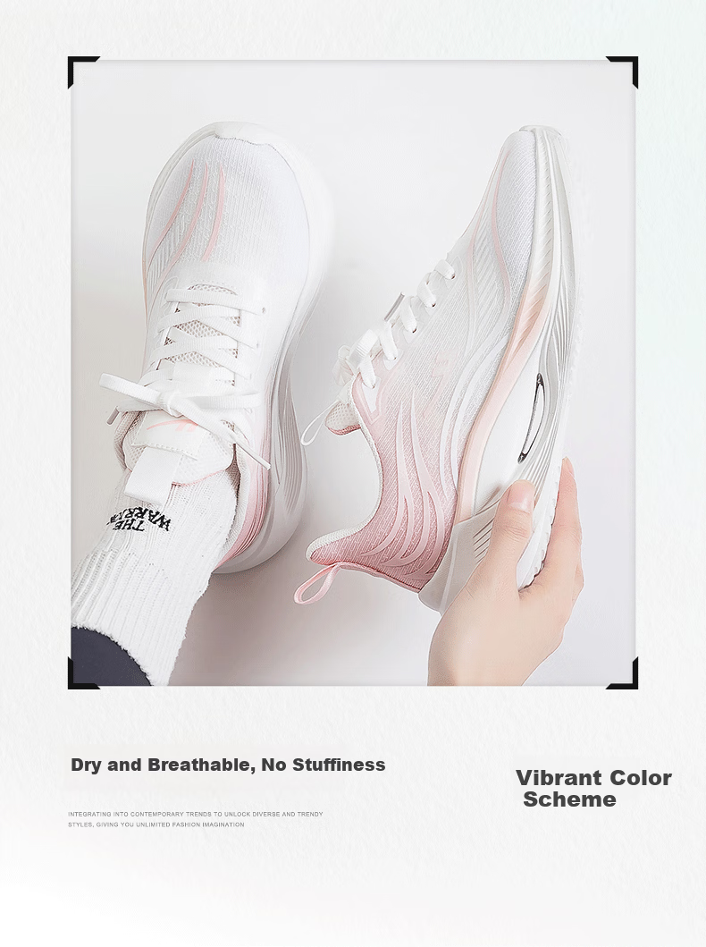 Warrior Official Women's Casual Sports Shoes Winter New Warm Comfortable Soft Sole White Pink Size 40 2